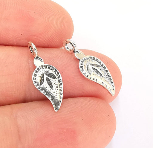 2 Sterling Silver Leaf Charms 925 Silver Charms (21x8mm) OG21917