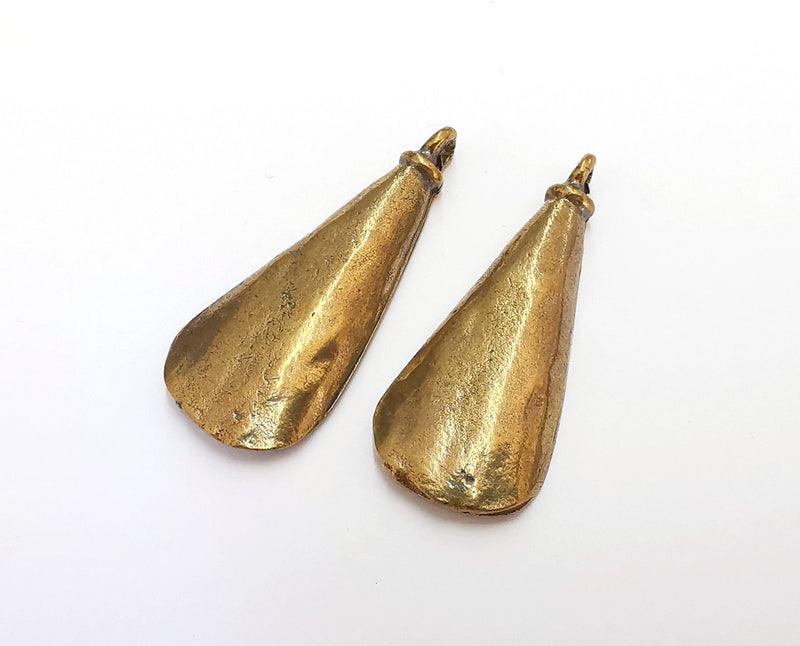 2 Antique Bronze Charms Antique Bronze Plated Charms (40x16mm)  G21589
