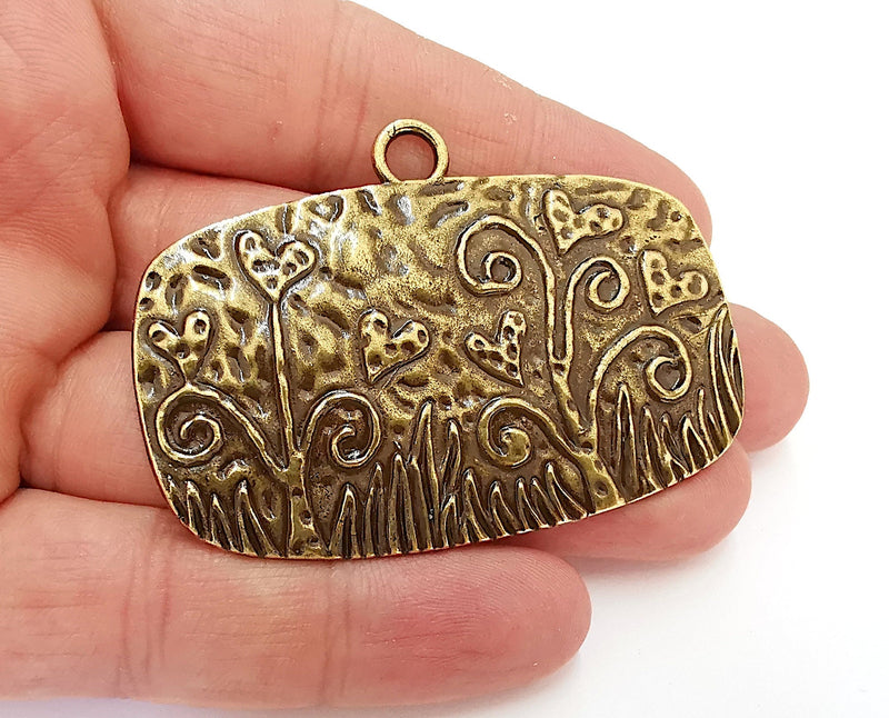 Flowers Pendant Antique Bronze Plated Pendant (65x46mm)  G21591