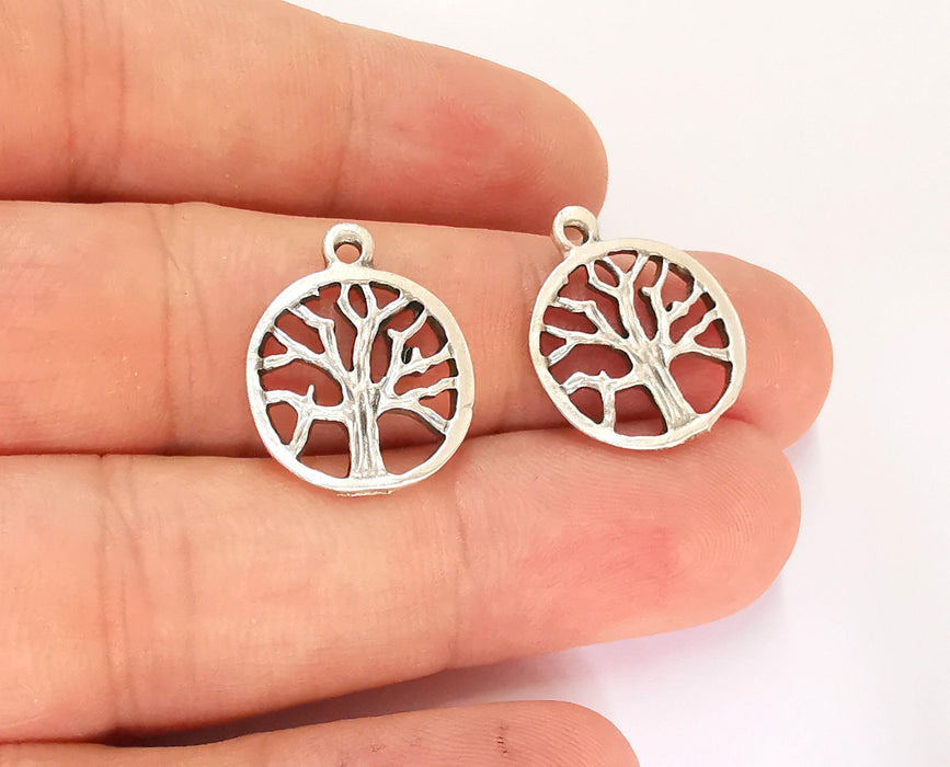 8 Tree Charms Antique Silver Plated Charms (21x17mm)  G21923