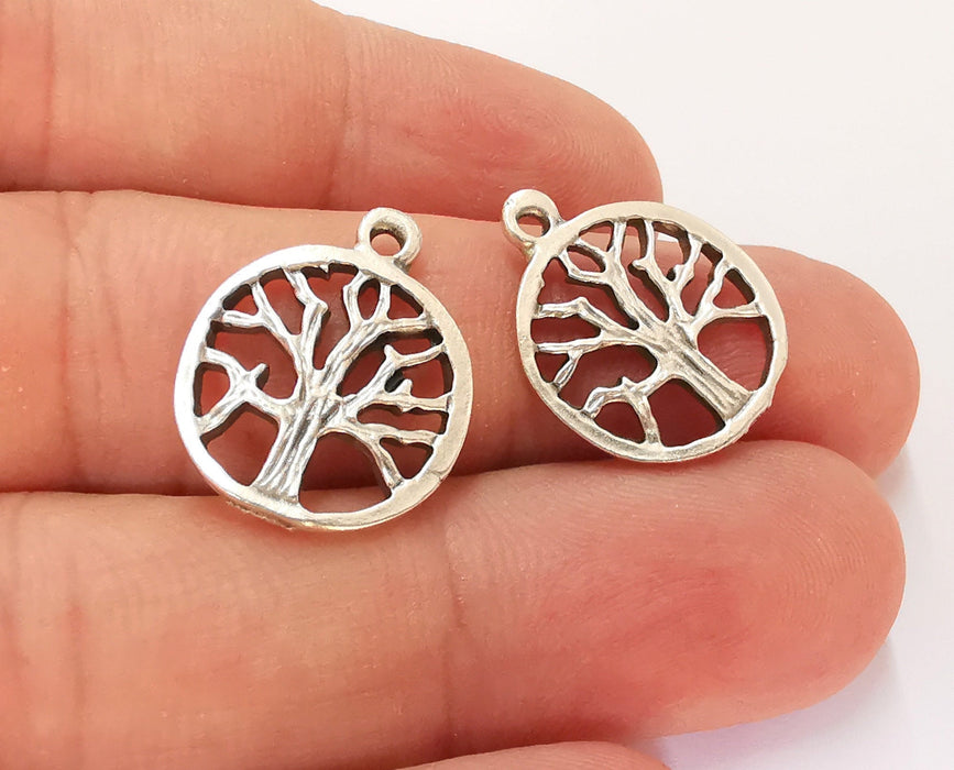 8 Tree Charms Antique Silver Plated Charms (21x17mm)  G21923