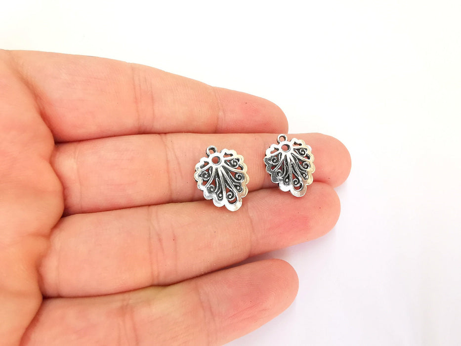 2 Sterling Silver Leaf Charms 925 Silver Charms (17x13mm) OG21929