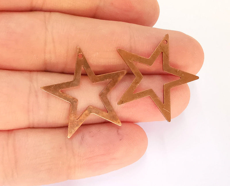 10 Star Charm Antique Copper Brass Charm (26mm) G21931