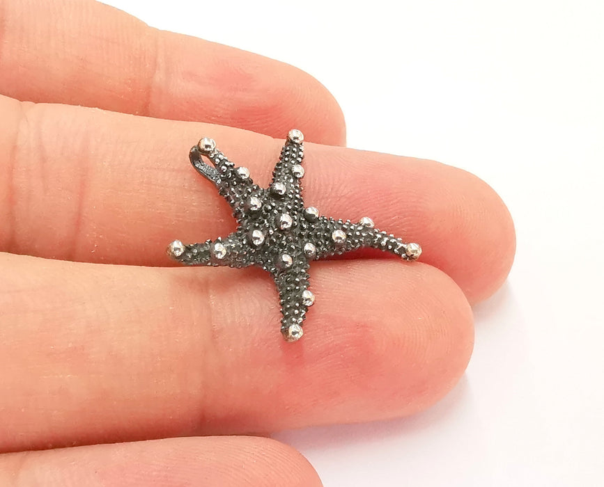 Sterling Silver Starfish Pendant 925 Oxidized Silver Pendant , Charms (23x22mm) AG21932