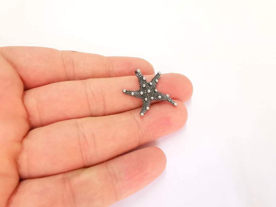 Sterling Silver Starfish Pendant 925 Oxidized Silver Pendant , Charms (23x22mm) AG21932