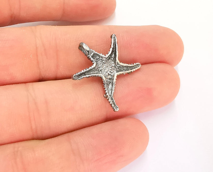 Sterling Silver Starfish Pendant 925 Oxidized Silver Pendant , Charms (23x22mm) AG21932