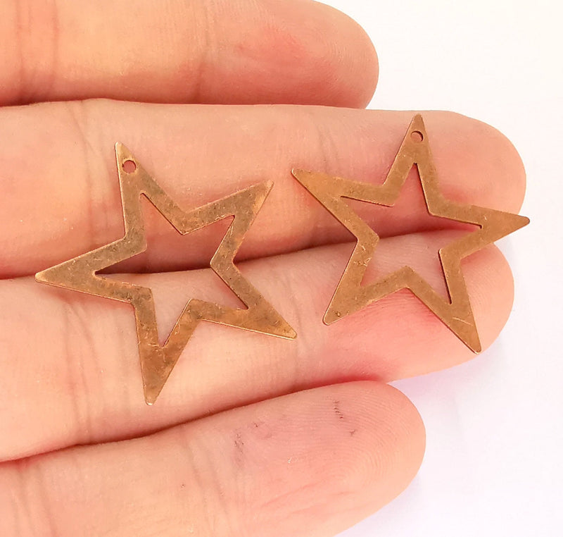 10 Star Charm Antique Copper Brass Charm (26mm) G21931