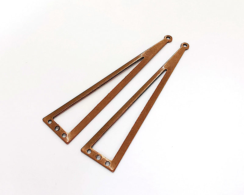4 Triangle Connector Charms Antique Copper Plated Brass Charms (60x13mm) G21943