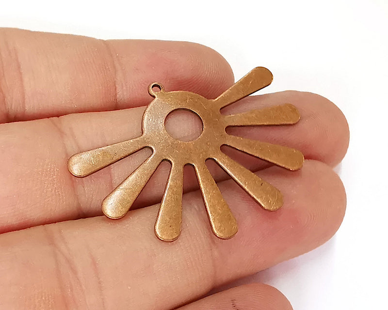 2 Sun Charm Antique Copper Plated Brass Charms (43x32mm) G21948