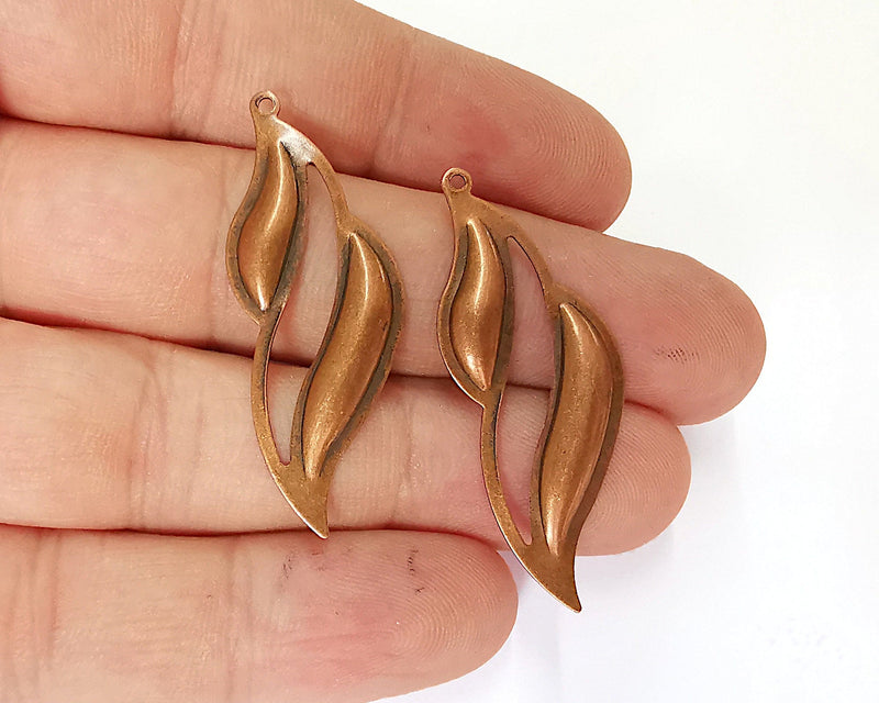6 Smoke Shape Charm Antique Copper Plated Brass Charm (43x16mm) G21950