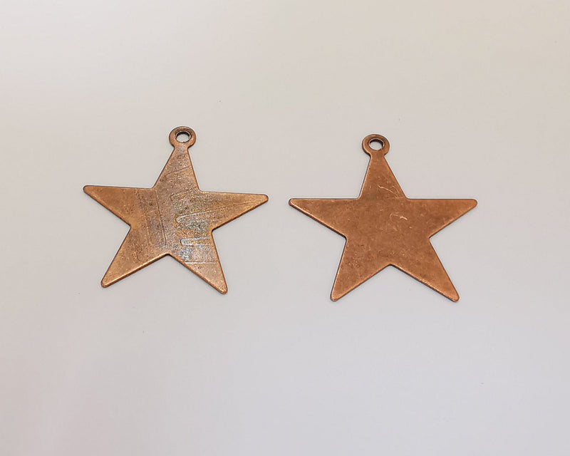 10 Star Charm Antique Copper Plated Brass Charm (25mm) G21954