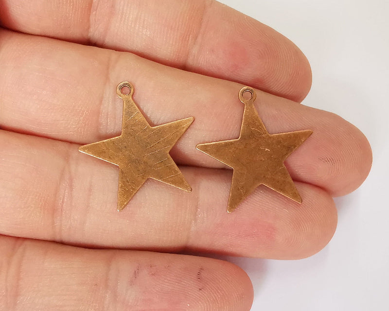 10 Star Charm Antique Copper Plated Brass Charm (25mm) G21954