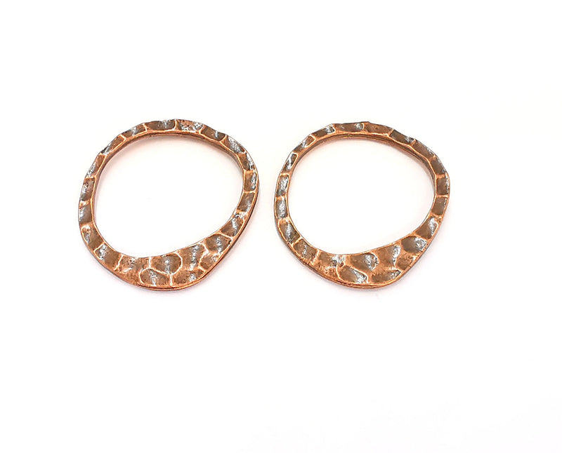 5 Hammered Circle Findings Antique Copper Plated Circle (29x25mm)  G21955