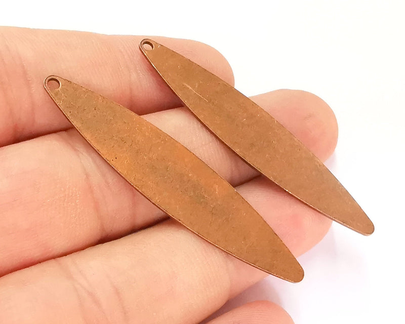 2 Copper Oval Charms Antique Copper Plated Brass Charms (55x11mm) G21956