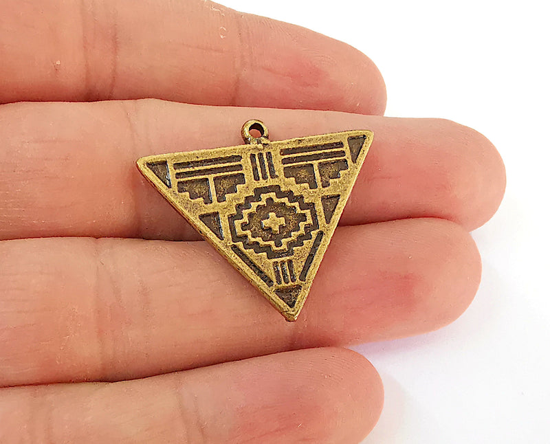 2 Triangle Charms Antique Bronze Plated Charms (33x28mm)  G21598