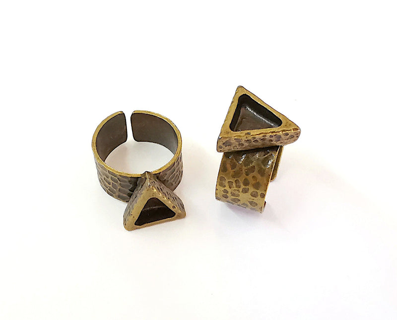 Hammered Ring Blank Setting Cabochon Base inlay Ring Backs Mounting Adjustable Ring Bezel (9x9mm blank) Antique Bronze Plated G21601