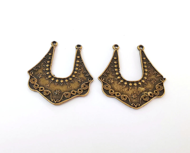 2 Antique Bronze Charm Connector Antique Bronze Plated Charm (36x33mm) G21602