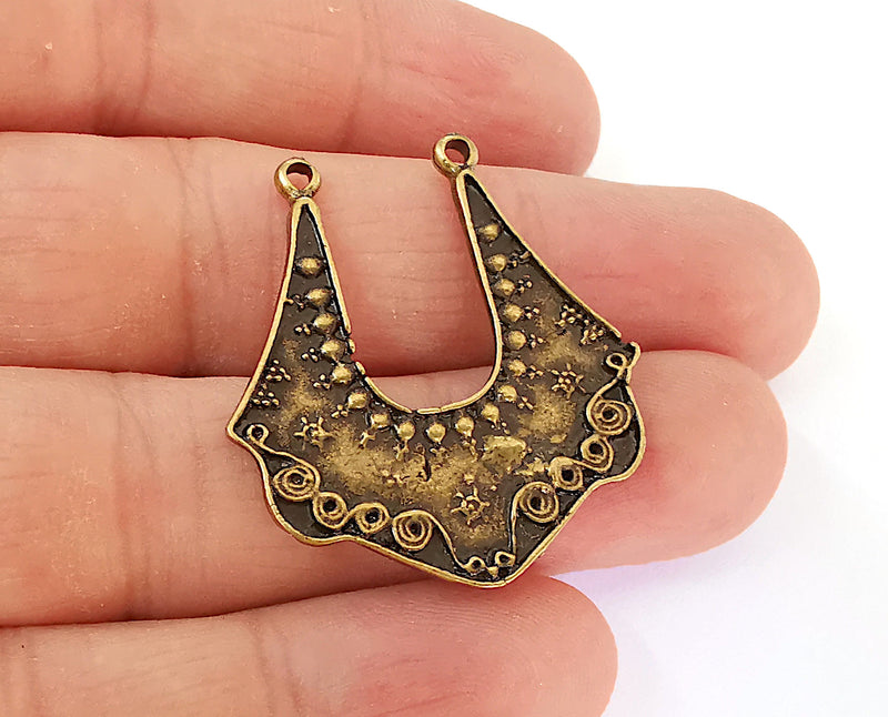 2 Antique Bronze Charm Connector Antique Bronze Plated Charm (36x33mm) G21602