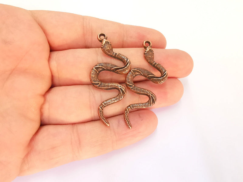 4 Snake Charms Antique Copper Plated Charms (49x23mm) G24937