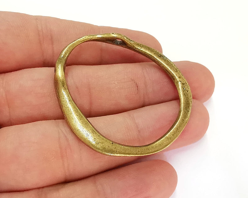 2 Drop Shape 2 Hole Pendant Antique Bronze Plated Pendant (49x45mm)  G26735