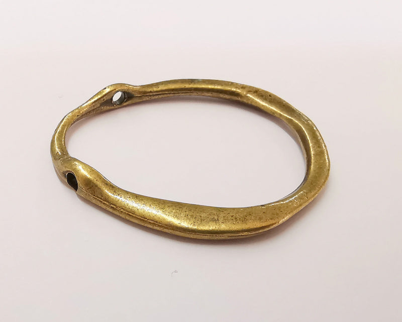 2 Drop Shape 2 Hole Pendant Antique Bronze Plated Pendant (49x45mm)  G26735