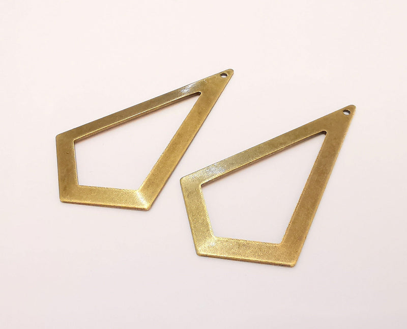 2 Geometric Charms Antique Bronze Plated Brass Charms (54x29mm) G21981