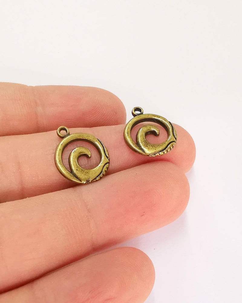 10 Wave Charms Antique Bronze Plated Charms (17x14mm)  G21984