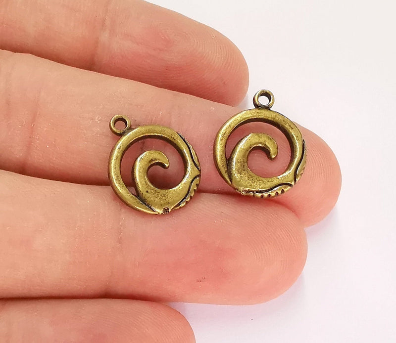 10 Wave Charms Antique Bronze Plated Charms (17x14mm)  G21984