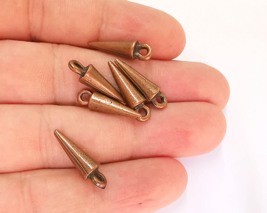 10 Copper Spike Charms Antique Copper Plated Charms (20x6mm)  G21987