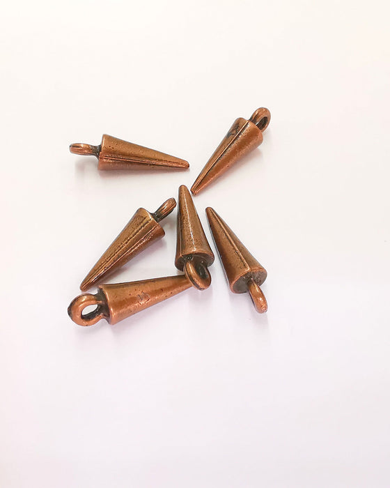 10 Copper Spike Charms Antique Copper Plated Charms (20x6mm)  G21987