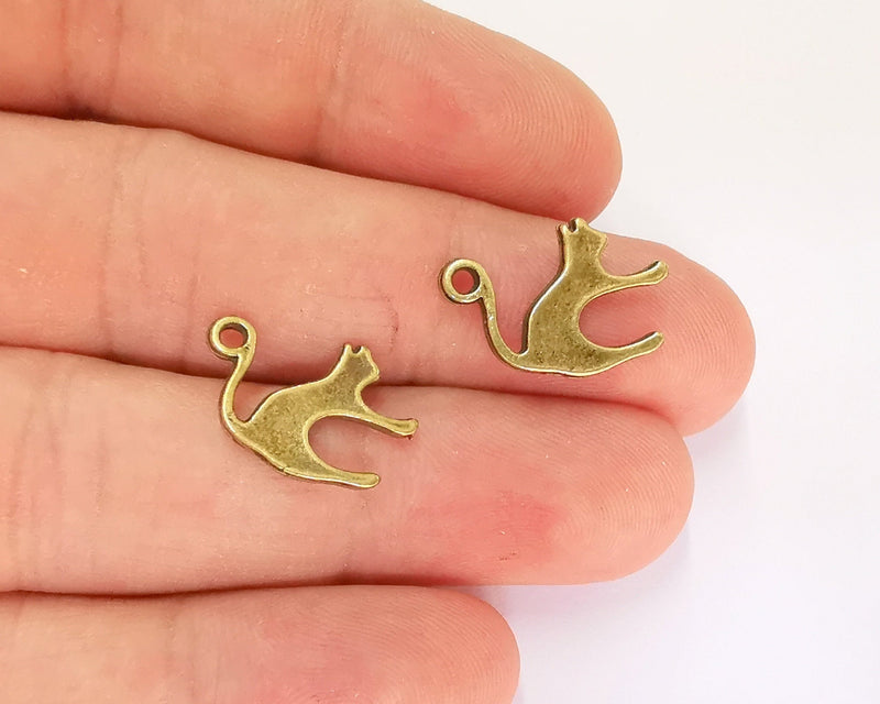 10 Cats Charms Antique Bronze Charms (19x13mm)  G21991