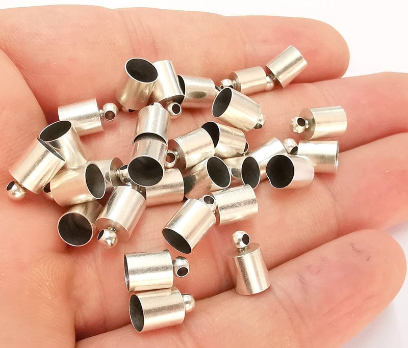 10 Silver Cone Findings Antique Silver Plated Brass  (10x6mm)  G21988