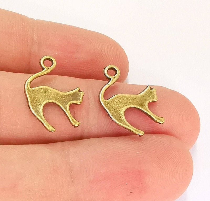 10 Cats Charms Antique Bronze Charms (19x13mm)  G21991