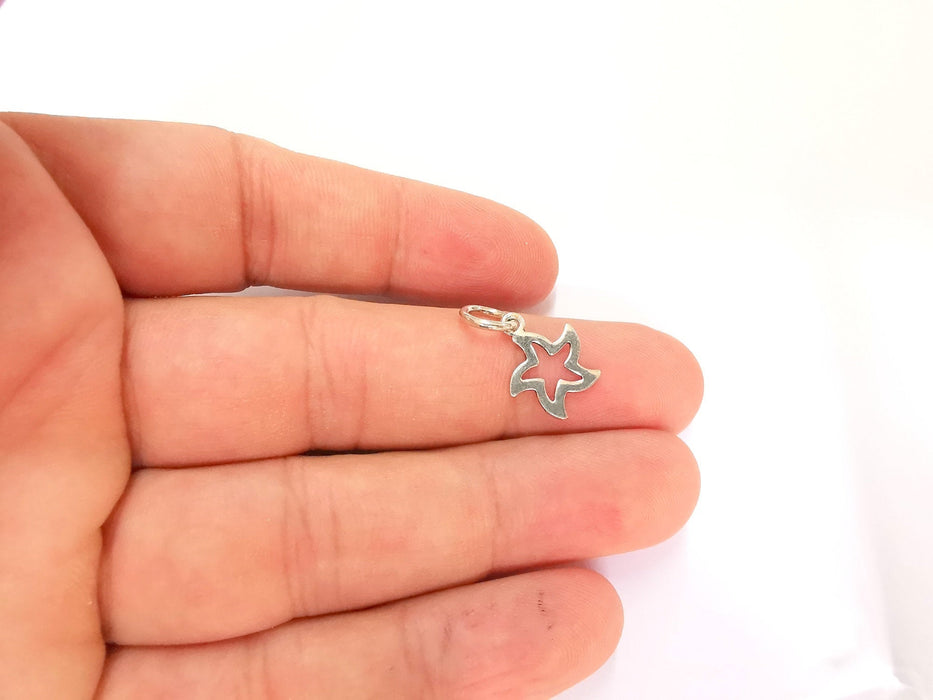 Sterling Silver Star Charms 925 Silver Charms (20x12mm) EG21998