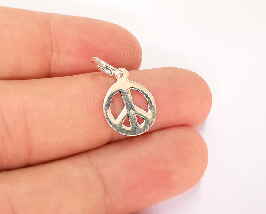 Sterling Silver Peace Charms 925 Silver Charms (22x13mm) EG22000