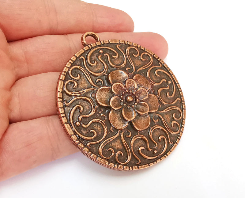 Flower Pendant Antique Copper Plated Pendant (71x65mm)  G21612