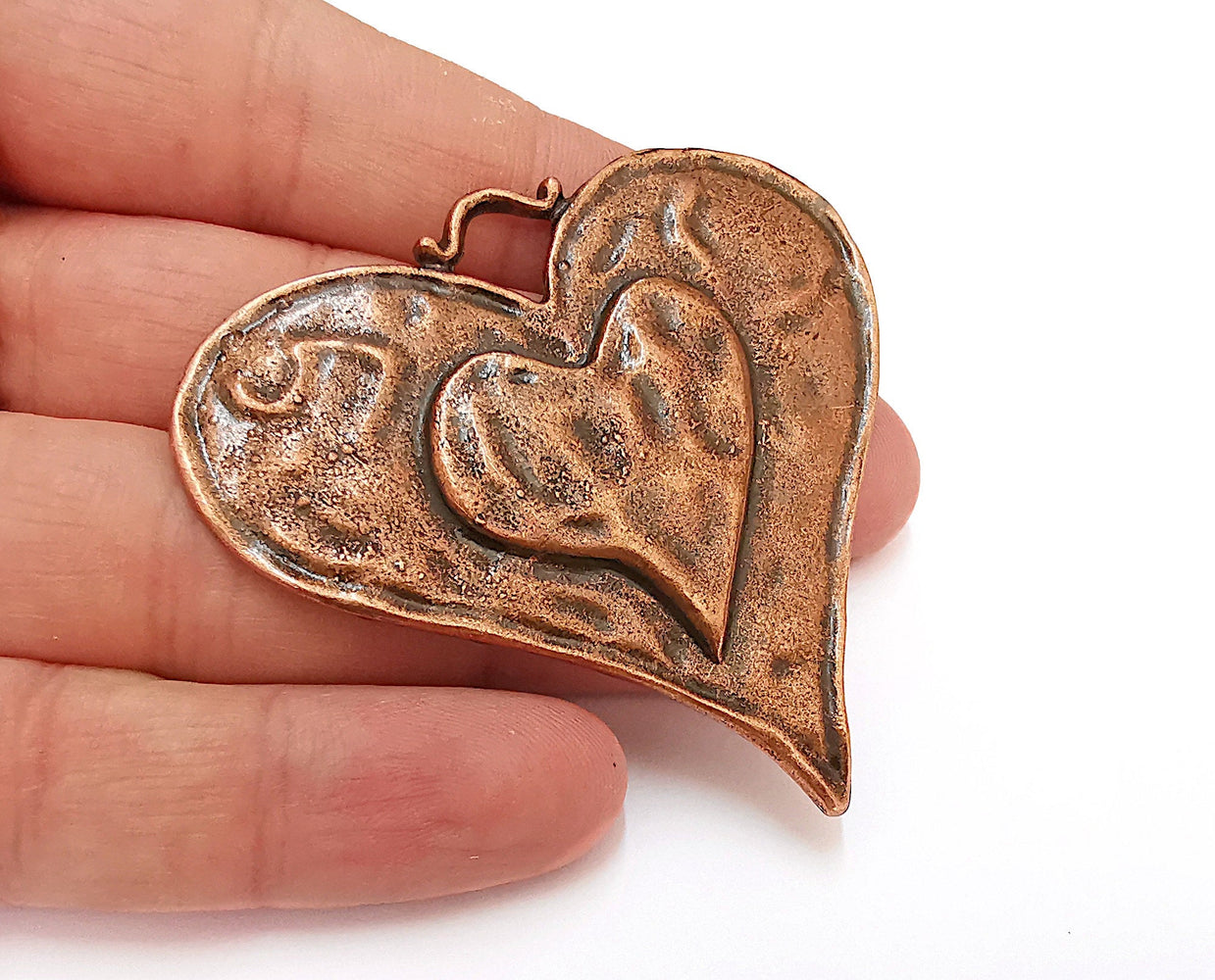 Heart Pendant Antique Copper Plated Pendant (63x61mm)  G21613