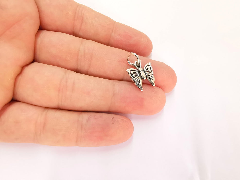 Sterling Silver Butterfly Charms 925 Antique Silver Charms (25x18mm) EG22015