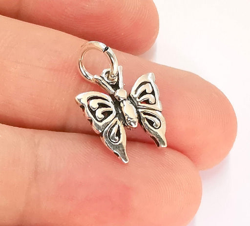 Sterling Silver Butterfly Charms 925 Antique Silver Charms (25x18mm) EG22015