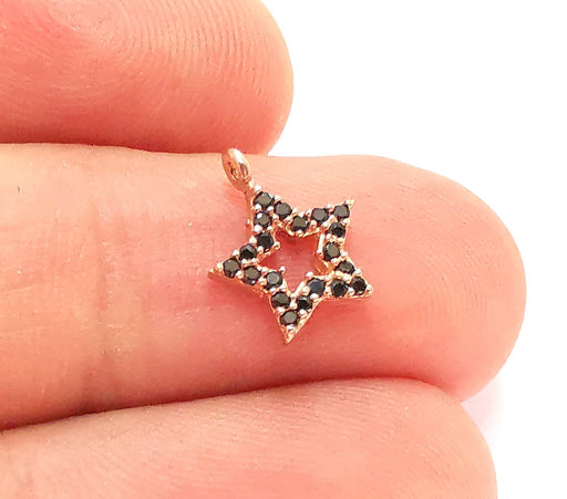 2 Sterling Silver Star Charms 925 Rose Gold Plated Silver Charms  (12x10mm) AG22013