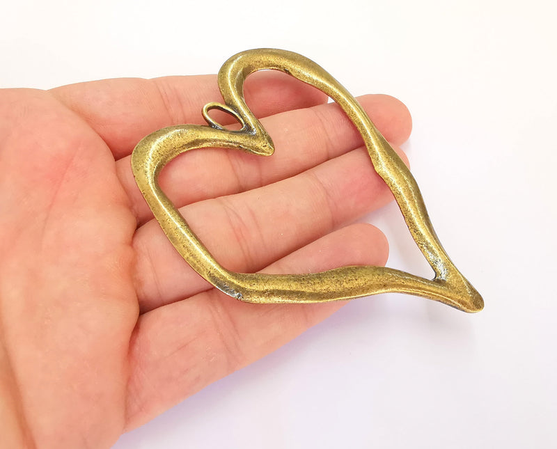 Antique Bronze Heart Pendant Large Pendant (91x64mm) G22023
