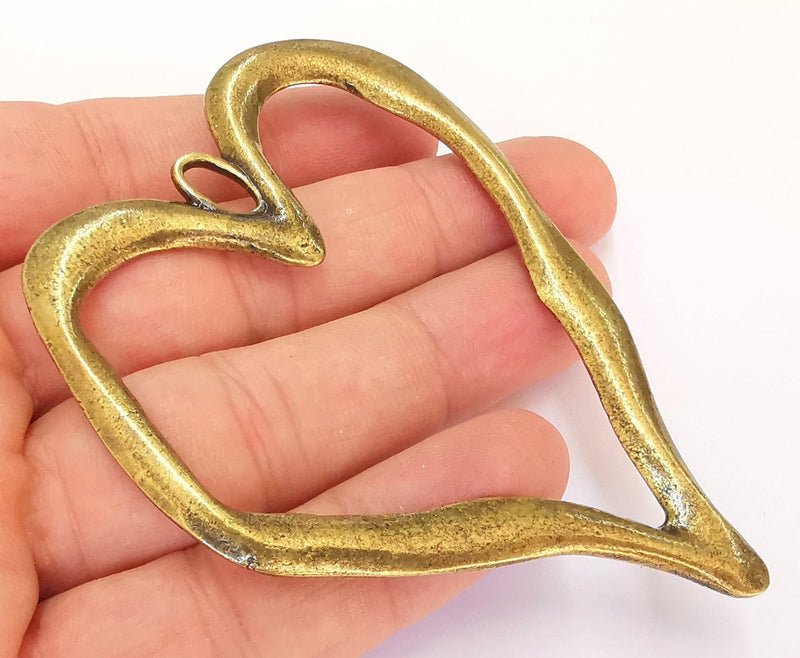 Antique Bronze Heart Pendant Large Pendant (91x64mm) G22023