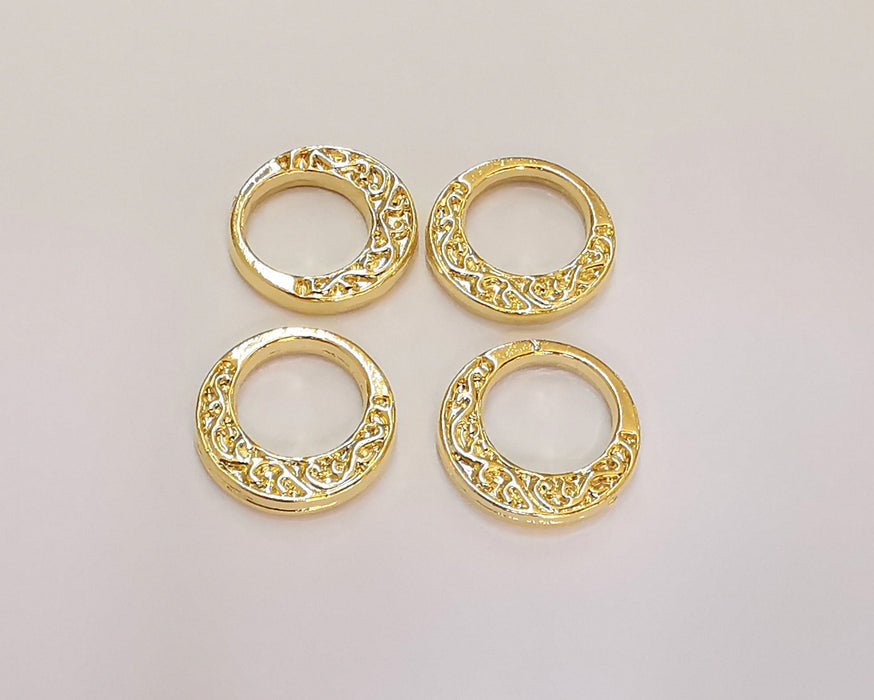 4 Circle Charms 24K Shiny Gold Plated Charms  Nickel and Lead Free (15mm)  G22024