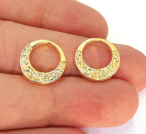 4 Circle Charms 24K Shiny Gold Plated Charms  Nickel and Lead Free (15mm)  G22024