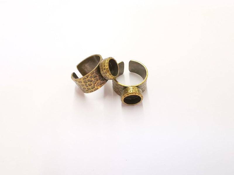 Ring Blank Setting Hammered Ring Base Bezel inlay Ring Backs Glass Cabochon Mounting Adjustable Antique Bronze Plated Ring (8mm ) G22039