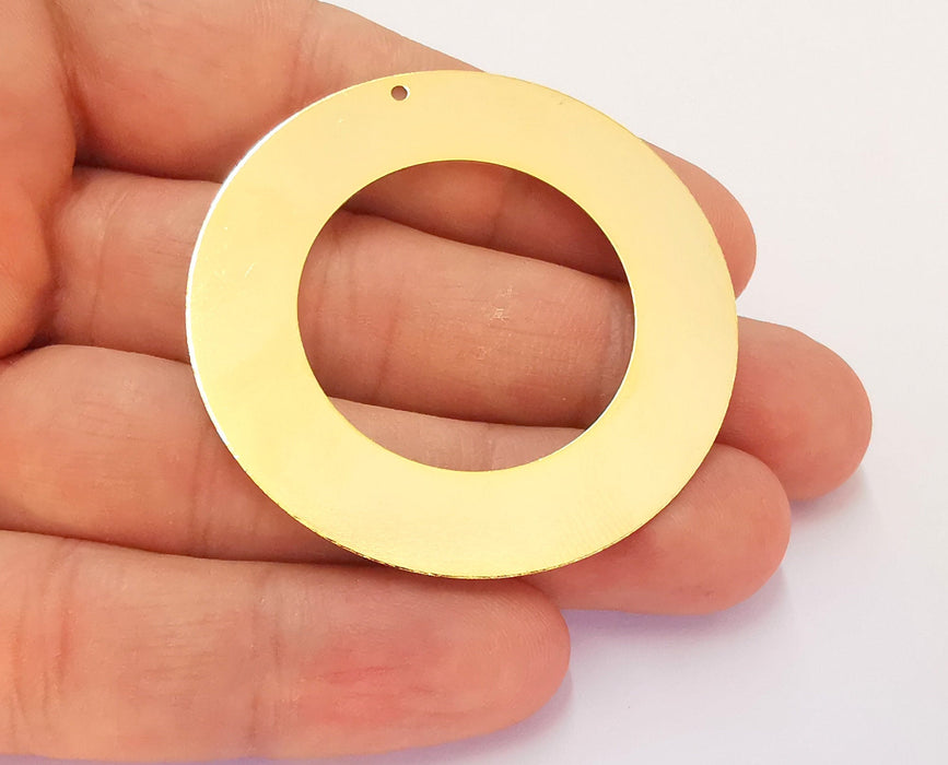 24k Shiny Gold Circle Charms Gold Brass Charms , Nickel free and Lead free (52mm)  G22040