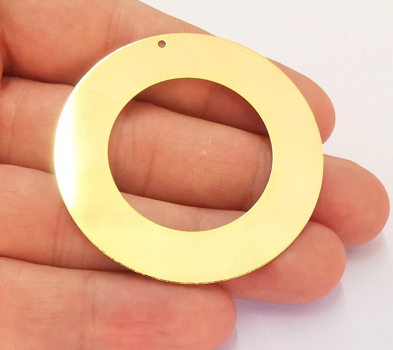 24k Shiny Gold Circle Charms Gold Brass Charms , Nickel free and Lead free (52mm)  G22040