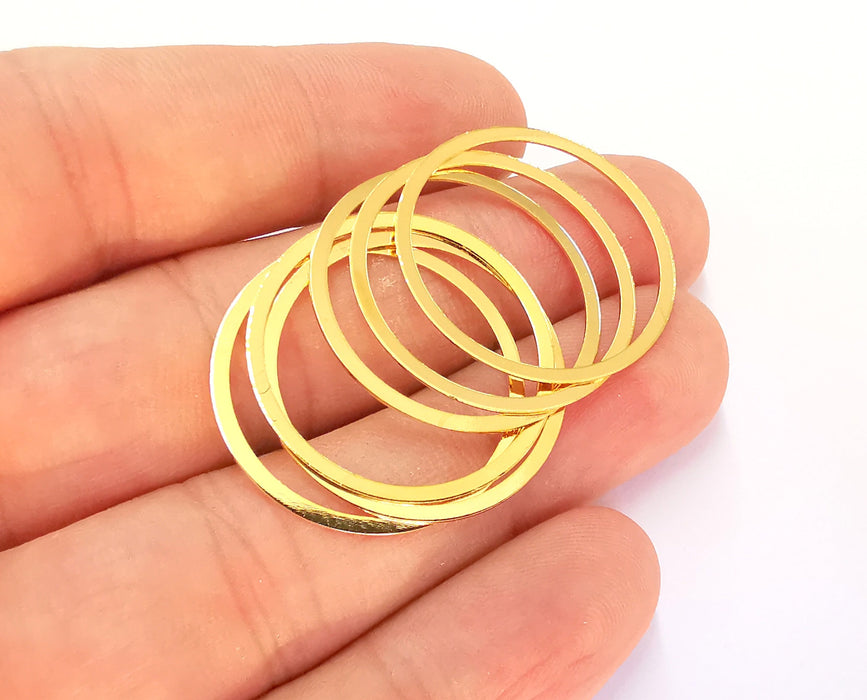 4 Circle Findings 24k Shiny Gold Plated Brass Findings , Nickel free and Lead free (28mm)  G22041