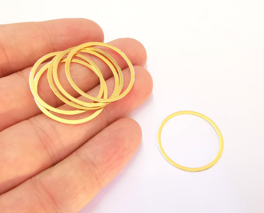 4 Circle Findings 24k Shiny Gold Plated Brass Findings , Nickel free and Lead free (28mm)  G22041