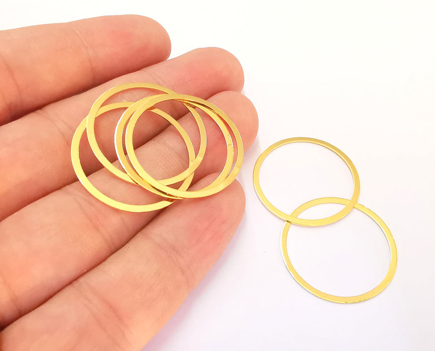 4 Circle Findings 24k Shiny Gold Plated Brass Findings , Nickel free and Lead free (28mm)  G22041